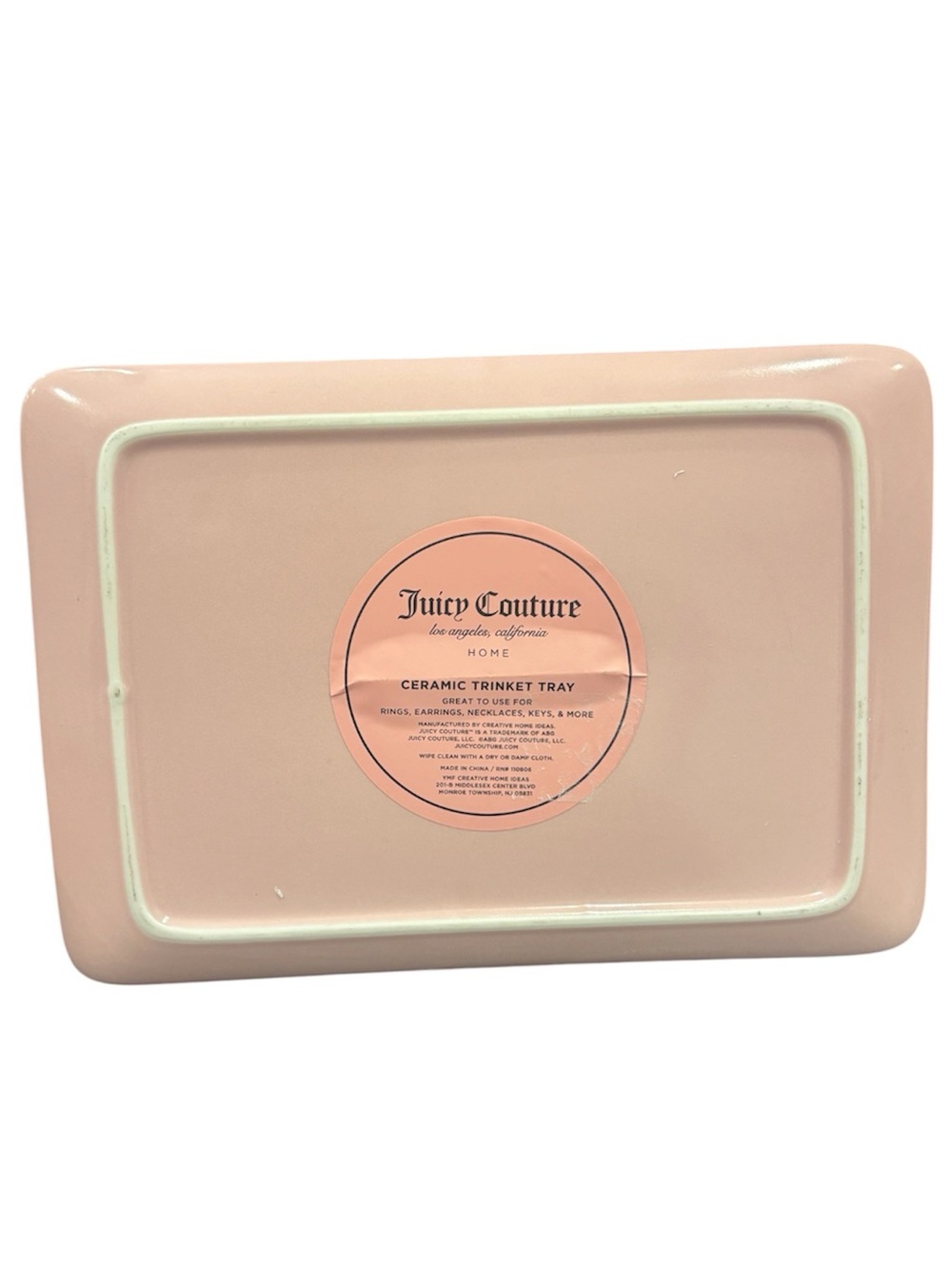 Juicy Couture Pink Heart & Bow Ceramic Trinket Tray NEW - Picture 3 of 3